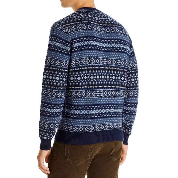 NWOT Peter Millar L8507 Mens Blue Bellows Fair Isle Crewneck Sweater Size M - Picture 2 of 4